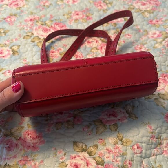 VTG Kenneth Cole HardCase Red Studded Shoulder Bag - Picture 5 of 8